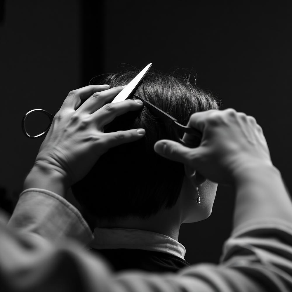 Stylist at work — precision cut